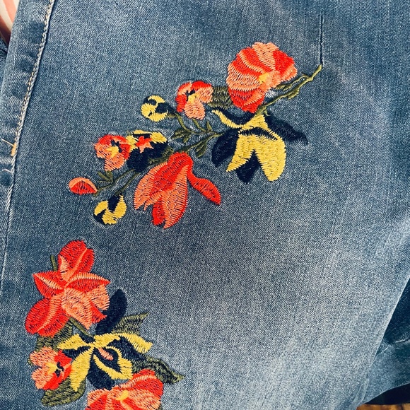 Woman Within Blue Straight Leg Jeans with Floral Embroidery - Picture 11 of 11